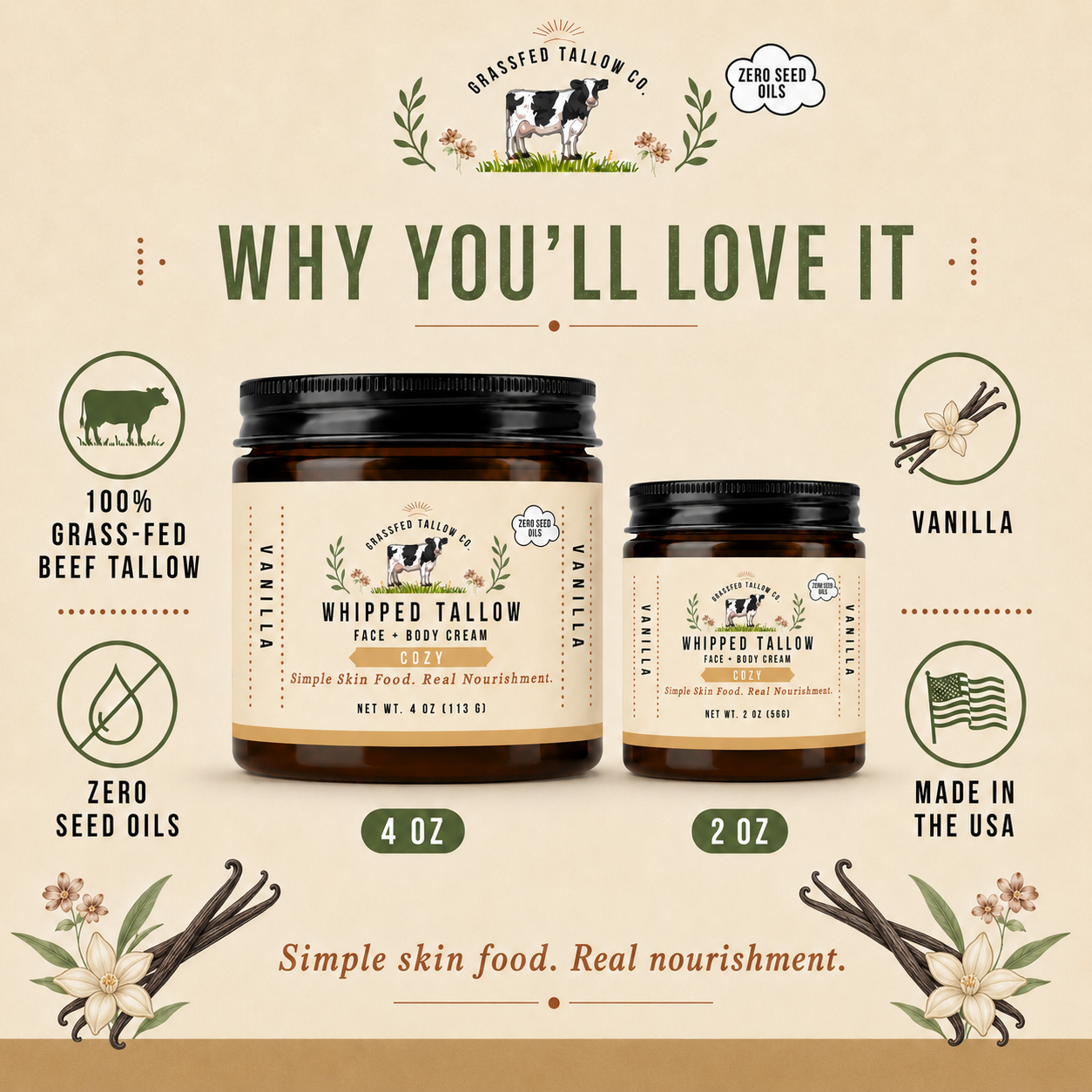 Vanilla Whipped Tallow Cream (Cozy)