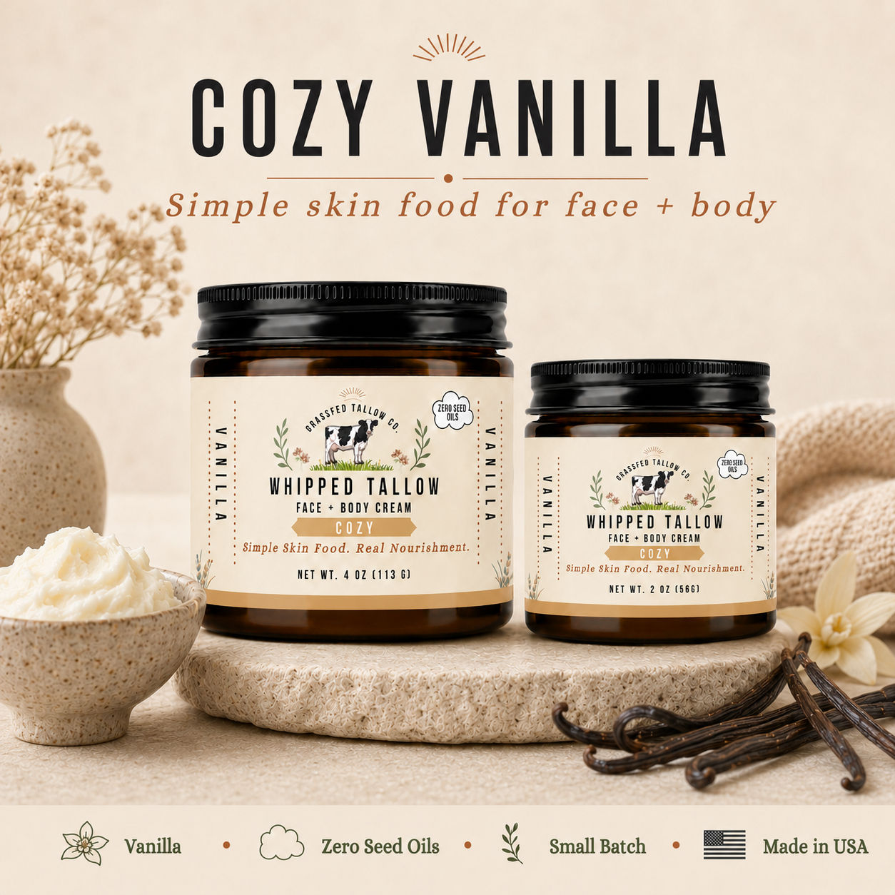 Vanilla Whipped Tallow Cream (Cozy)