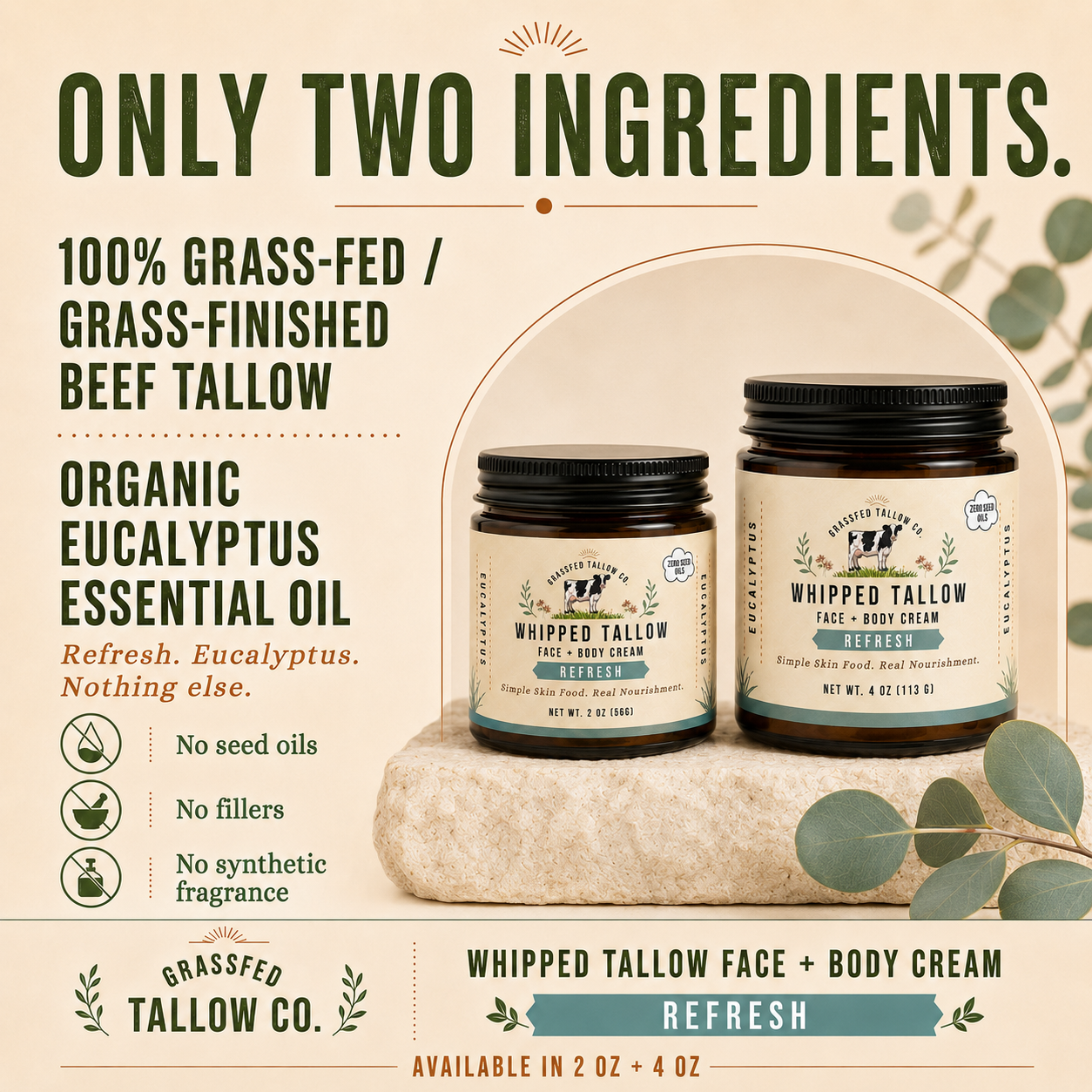 Eucalyptus Whipped Tallow Cream (Refresh)