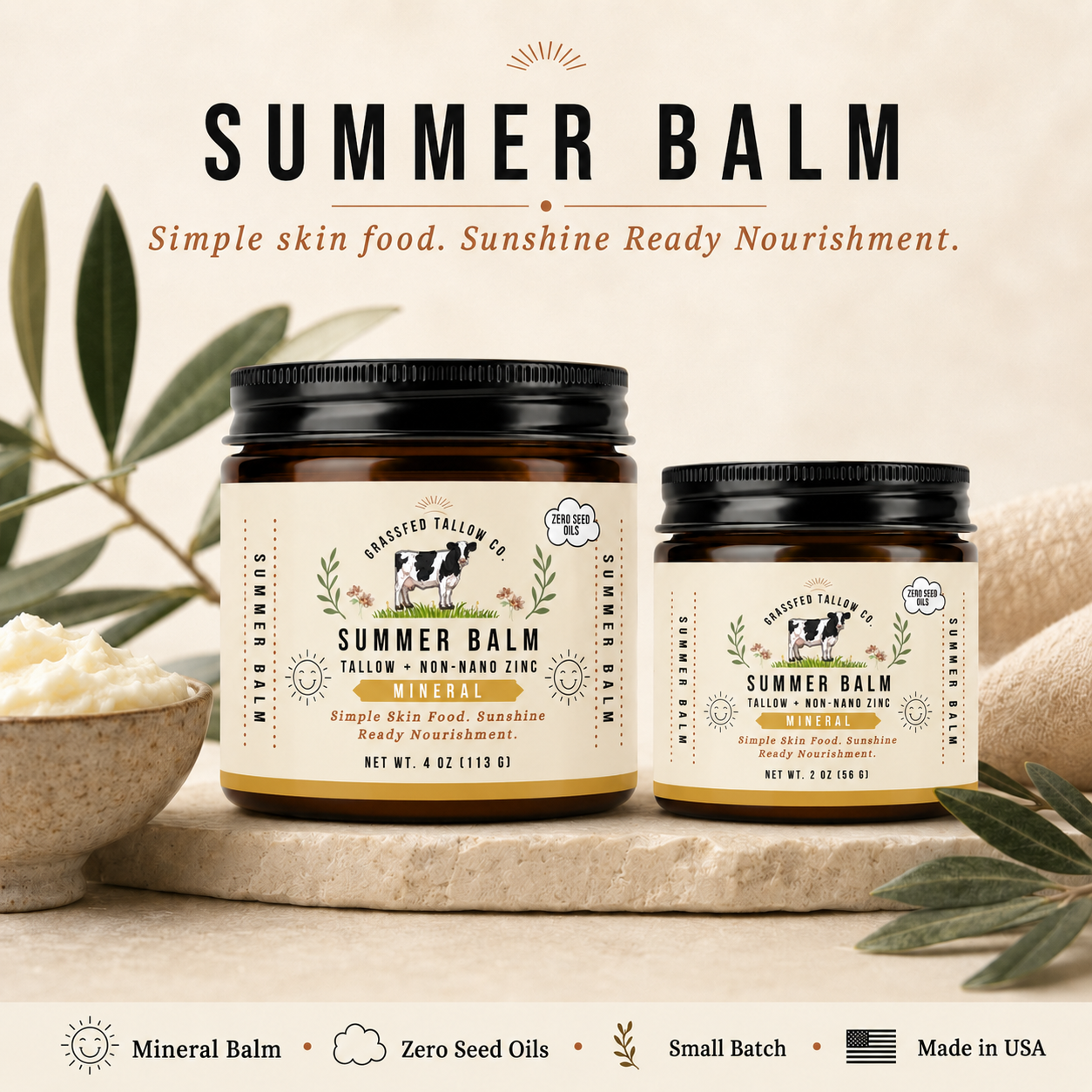 Tallow + Non-Nano Zinc (Summer Balm)