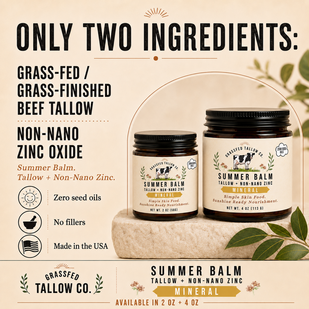 Tallow + Non-Nano Zinc (Summer Balm)