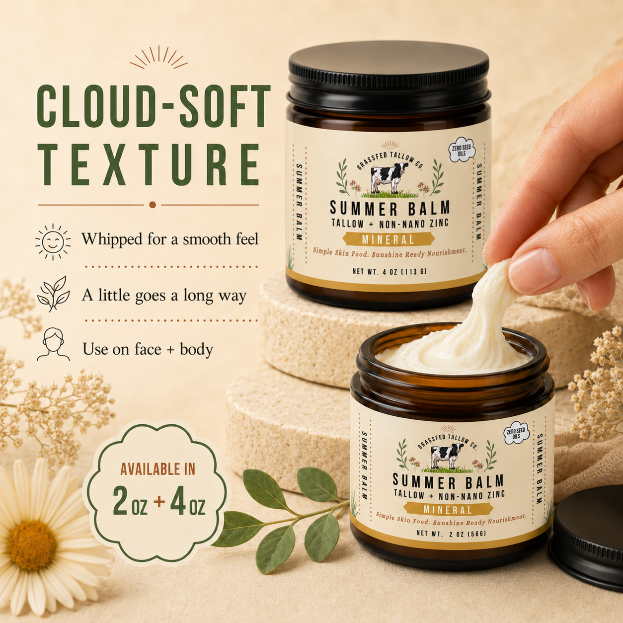 Tallow + Non-Nano Zinc (Summer Balm)
